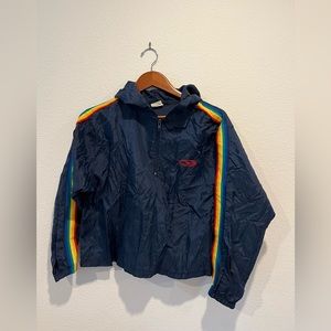 Vintage 1980's Ocean Pacific OP Quarter Zip Windbreaker Jacket Rainbow Trim